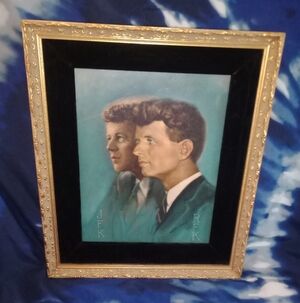 Vintage JFK John Kennedy RFK Portrait Print Brothers United 13" x 10 3/4" Tobey